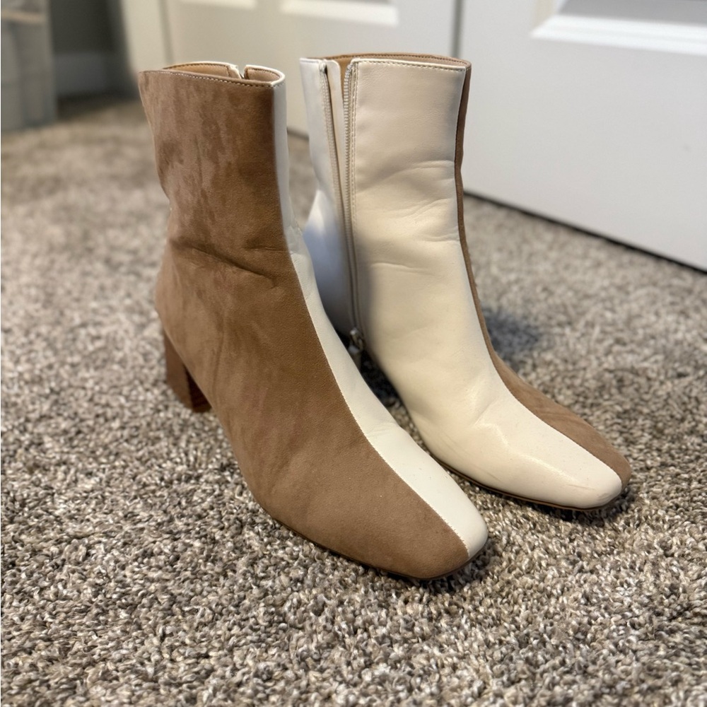 Oasis Tan and Cream Ankle Boots